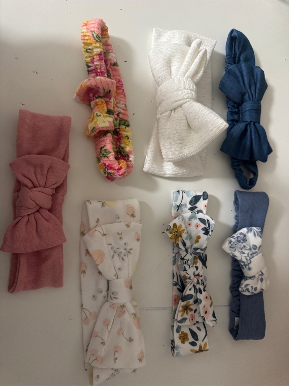 Kids Elastic Bow Headbands Set - Assorted Pink, White, Blue, Floral